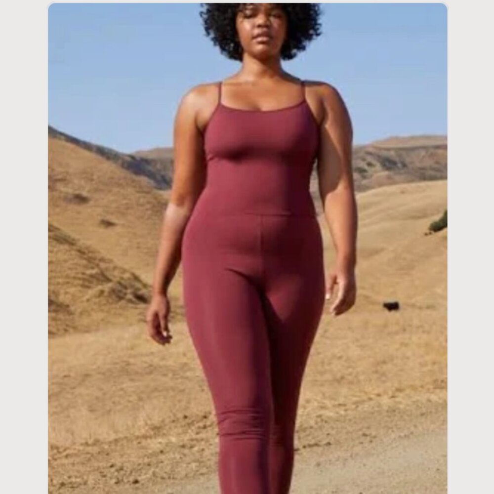 Girlfriend Collective Size L 28.5" inseam "Mulberry" Cami Unitard EUC Singlet